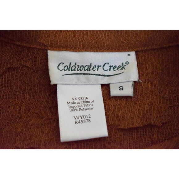 Vintage 90s Tawny Brown Crinkle Polyester  Sheer Blouse size S - Picture 8 of 8